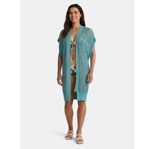 Time‎ and Tru Crochet Ruana Open-Knit Cover-Up XXL/XXXL Teal New NWT